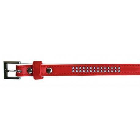Collar polipiel con brillantes Rojo: 25 mm x 55 cm