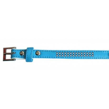 Collar polipiel con brillantes Azul: 25 mm x 55 cm