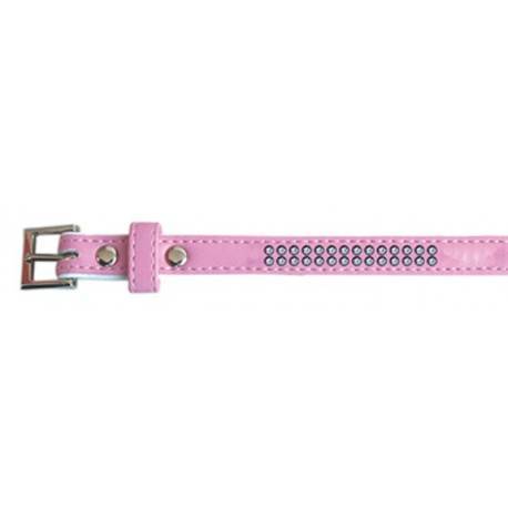 Collar polipiel con brillantes Rosa: 19 mm x 45 cm