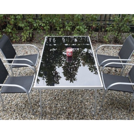 Conjunto jardin brasil mesa + 4 sillas gris