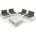 SET JARDÍN MODELO API MESA BAJA CON 4 SILLONES CON COJINES BLANCO