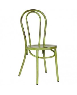 SILLA DE METAL LACADO VERDE VINTAGE