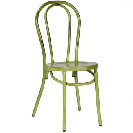 SILLA DE METAL LACADO VERDE VINTAGE