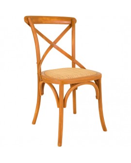 SILLA DE MADERA Y ASIENTO DE RATAN