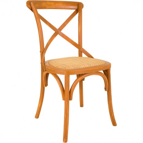 SILLA DE MADERA Y ASIENTO DE RATAN