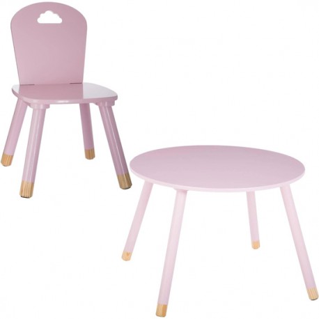 CONJUNTO MESA CON SILLA ROSA