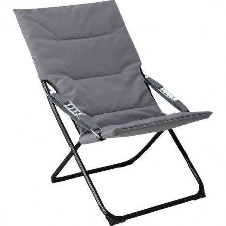 SILLA TUMBONA ACOLCHADA PLEGABLE POLIESTER GRIS/ACERO NEGRO 63*85.5*84/94CM 7HOUSE