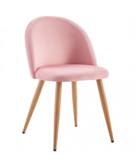 PACK 2 SILLAS COMEDOR RESPALDO BAJO TERCIOPELO ROSA 78*54*46CM THINIA HOME