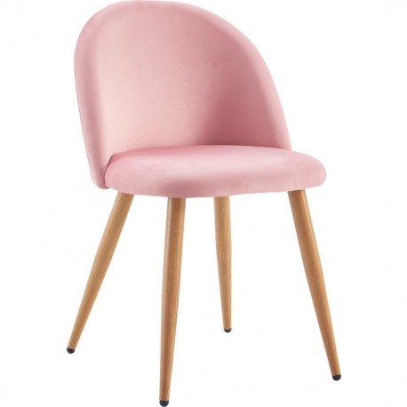 PACK 2 SILLAS COMEDOR RESPALDO BAJO TERCIOPELO ROSA 78*54*46CM THINIA HOME