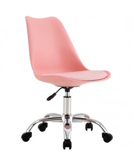 SILLA ESCRITORIO CON RUEDAS ROSA 97X47X58CM THINIA HOME