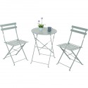 SET MESA Y SILLAS PLEGABLES METAL GRIS DN60X71CM - 41X46X79CM