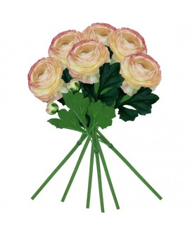 PACK DE 6 RAMOS DE RANUNCULO GIGANTE CON TACTO NATURAL 55 CM CON FLORES DE 12 CM EN COLOR ROSA