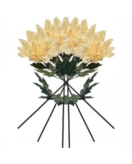 PACK DE 6 RAMOS DE DALÍA GIGANTE DE 110 CM CON FLORES - CREMA