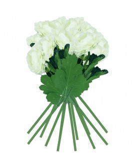 PACK DE 12 RAMOS DE RANUNCULO GIGANTE CON TACTO NATURAL 55 CM CON FLORES - BLANCO