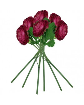 PACK DE 6 RAMOS DE RANUNCULO GIGANTE CON TACTO NATURAL 55 CM CON FLORES - FUCSIA