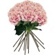 PACK DE 12 RAMOS DE HORTENSIAS CON TACTO NATURAL 88 CM CON FLORES DE 20 CM EN COLOR ROSA