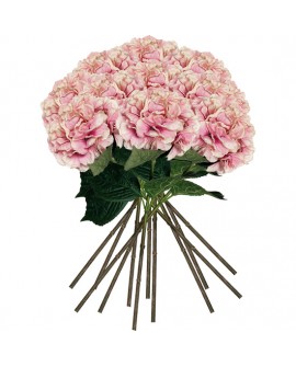 PACK DE 12 RAMOS DE HORTENSIAS CON TACTO NATURAL 88 CM CON FLORES DE 20 CM EN COLOR ROSA