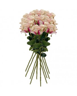 PACK DE 12 RAMOS DE ROSAS CON TACTO NATURAL DE 69 CM CON FLOR DE 11 CM EN COLOR ROSA