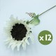 PACK DE 12 RAMOS DE GIRASOL EN COLOR BLANCO 56 X 20 CM