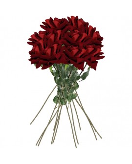 PACK DE 12 RAMOS DE ROSAS DE 75 CM EN TERCIOPELO COLOR ROJO