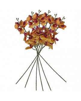 PACK DE 6 RAMOS DE ORQUIDEAS CON TACTO NATURAL DE 96 CM EN COLOR MARRON