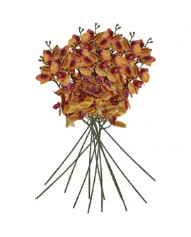 PACK DE 12 RAMOS DE ORQUIDEAS CON TACTO NATURAL DE 96 CM EN COLOR MARRON