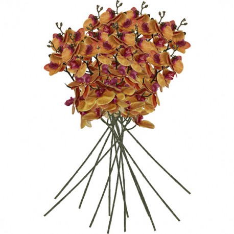 PACK DE 12 RAMOS DE ORQUIDEAS CON TACTO NATURAL DE 96 CM EN COLOR MARRON