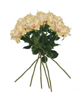 PACK DE 6 RAMOS DE ROSAS CON TACTO NATURAL DE 69 CM CON FLOR DE 11 CM EN COLOR AMARILLO