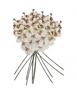 PACK DE 12 RAMOS DE ORQUIDEAS CON TACTO NATURAL DE 96 CM EN COLOR BLANCO