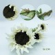 PACK DE 6 RAMOS DE GIRASOL DE 56 CM CON 3 FLORES EN COLOR BLANCO