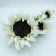 PACK DE 6 RAMOS DE GIRASOL DE 56 CM CON 3 FLORES EN COLOR BLANCO