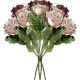 PACK DE 4 RAMOS DE ROSAS OTOÑALES DE 32 CM CON 28 CABEZAS EN COLOR LILA