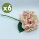 PACK DE 6 RAMOS DE HORTENSIAS CON TACTO NATURAL 42 CM CON FLORES DE 20 CM EN COLOR ROSA