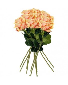 PACK DE 12 RAMOS DE ROSAS CON TACTO NATURAL DE 69 CM CON FLOR DE 11 CM EN COLOR NARANJA