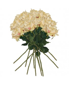 PACK DE 12 RAMOS DE ROSAS CON TACTO NATURAL DE 69 CM CON FLOR DE 11 CM EN COLOR AMARILLO