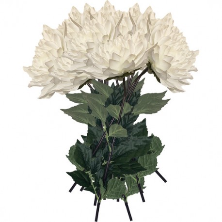 PACK DE 12 RAMOS DE DALÍA GIGANTE DE 110 CM CON FLORES DE 28 CM EN COLOR BLANCO