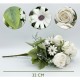 PACK DE 4 RAMOS DE ROSAS OTOÑALES DE 32 CM CON 28 CABEZAS EN COLOR BLANCO