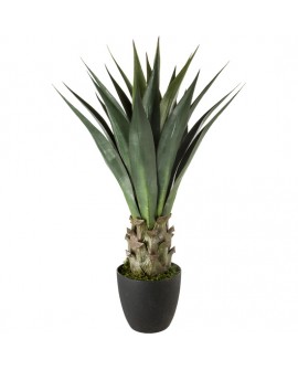 PLANTA ARTIFICIAL AGAVE 78 CM CON MACETERO REDONDO EN NEGRO