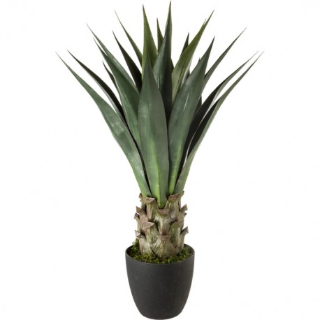 PLANTA ARTIFICIAL AGAVE 78 CM CON MACETERO REDONDO EN NEGRO