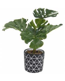 ARTIFICIAL MONSTERA PLANT IN CEMENT POT, PE/IRON/CEMENT. SIZE: L26XH32CM, WEIGHT: 640 GRAM. EACH PIECE WITH HANGTAG WITH OUR DES