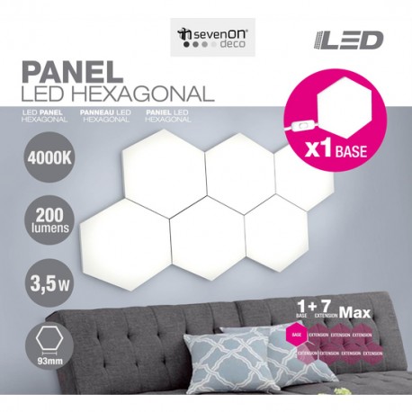 PANEL LED ENLAZABLE HEXAGONAL BLANCO 3,5W 200LM 4000K 25000H 160X185MM