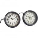 DOBLE RELOJ DE MESA DE FORJA NEGRO DE HORAS Y MINUTERO