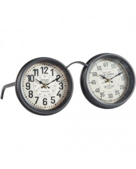 DOBLE RELOJ DE MESA DE FORJA NEGRO DE HORAS Y MINUTERO