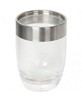 VASO DE PLASTICO TRANSPARENTE E INOX