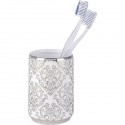 VASO CEPILLOS DE DIENTES BAROCK BLANCO/PLATA