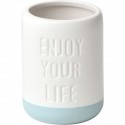 VASO DE BAÑO ENJOY YOUR LIFE HECHO EN DOLOMITE BLANCO Y TURQUESA