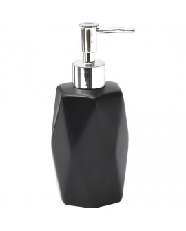 DISPENSADOR DE JABON DE 330ML HECHO EN GRES CON RELIEVE DE DIAMANTE NEGRO