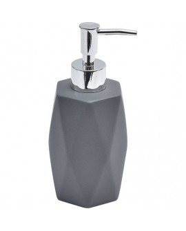 DISPENSADOR DE JABÓN PARA BAÑO DE 330ML HECHO EN GRES CON RELIEVE DE DIAMANTE GRIS