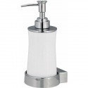 DISPENSADOR DE JABÓN LÍQUIDO, METAL CROMADO INOX Y PORCELANA, BLANCO