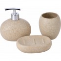 SET 3PC ACCESORIOS DE BAÑO (VASO + DISPENSADOR DE JABÓN + BOTE PARA ALGODONES + PLATO PARA JABÓN) CERÁMICA BEIGE TEVERE BE